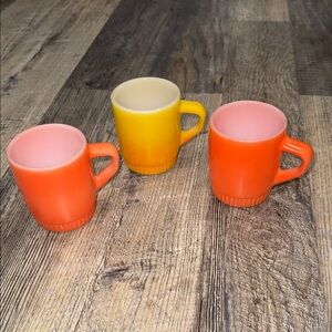 Anchor Hocking Fire King Vibrant Mug Set - 2 Orange 1 Yellow